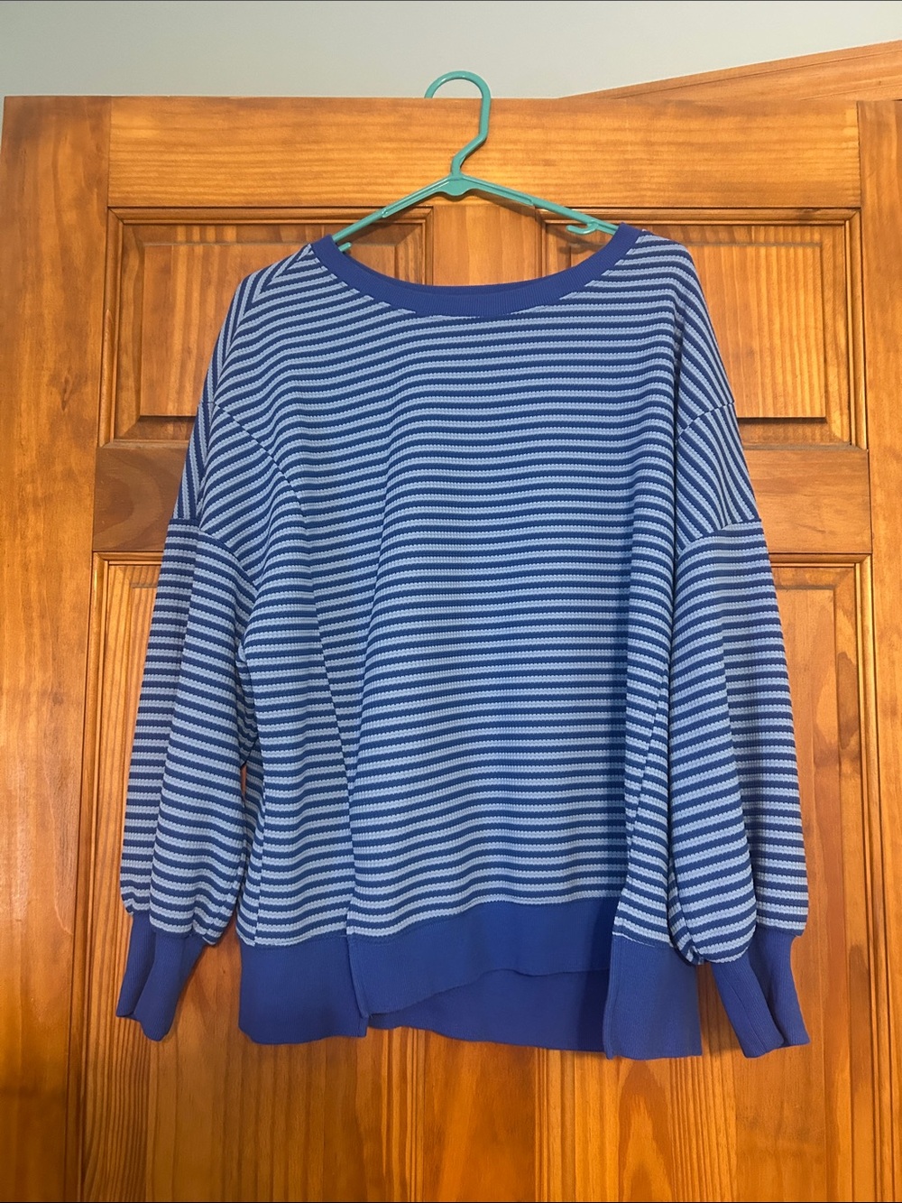 SHEIN Blue & Navy Striped Scoop Neck Sweater